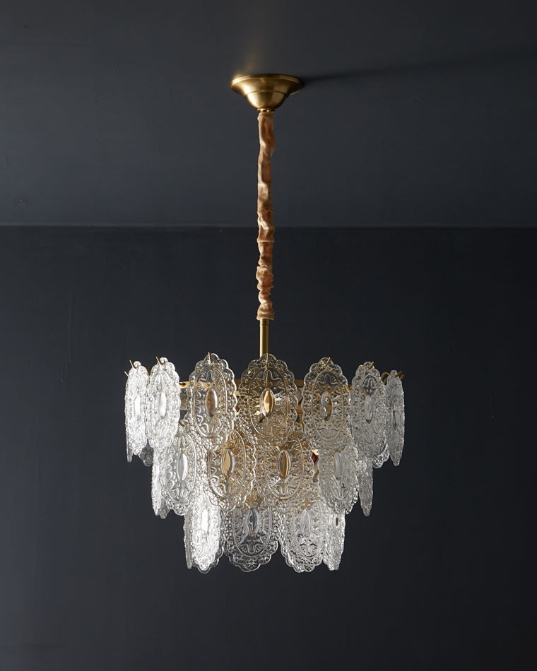 Olverai Tiered Textured Glass Chandelier