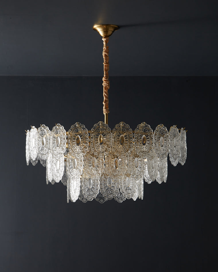 Olverai Tiered Textured Glass Chandelier