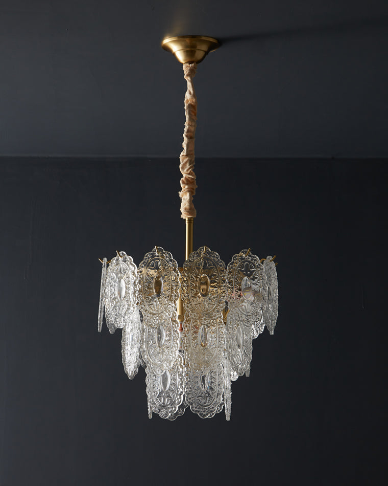 Olverai Tiered Textured Glass Chandelier