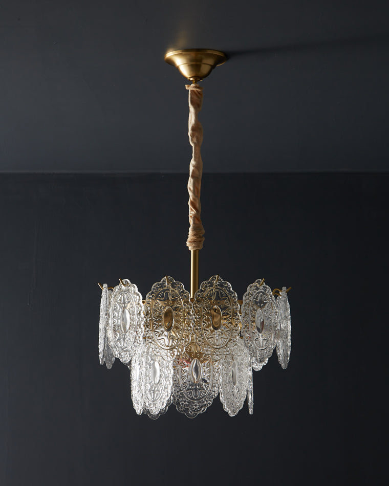 Olverai Tiered Textured Glass Chandelier