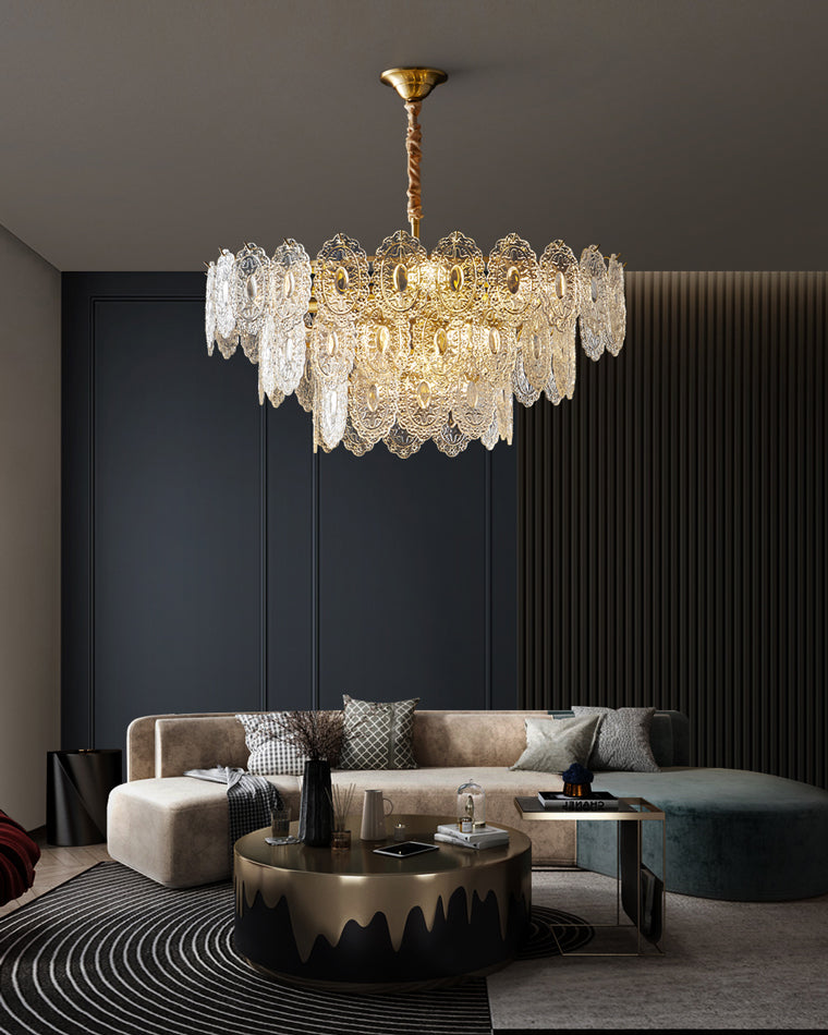Olverai Tiered Textured Glass Chandelier
