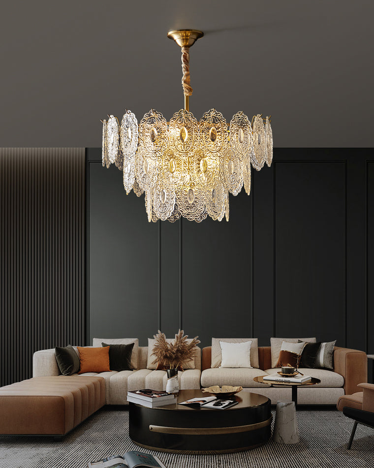 Olverai Tiered Textured Glass Chandelier