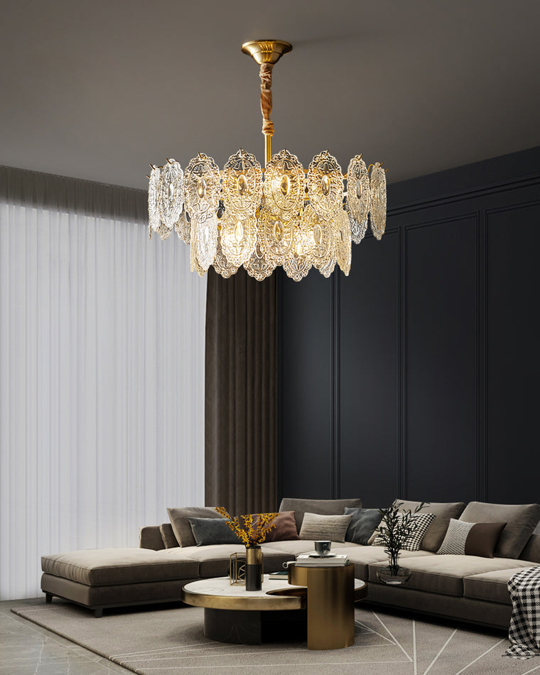 Olverai Tiered Textured Glass Chandelier