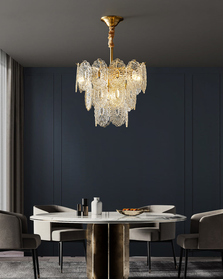 Olverai Tiered Textured Glass Chandelier