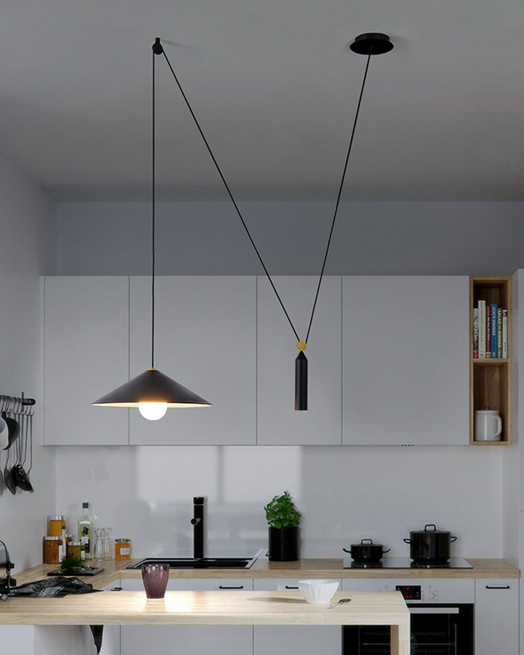 OlveraiCone Counterweight Pulley Swag Pendant Lamp