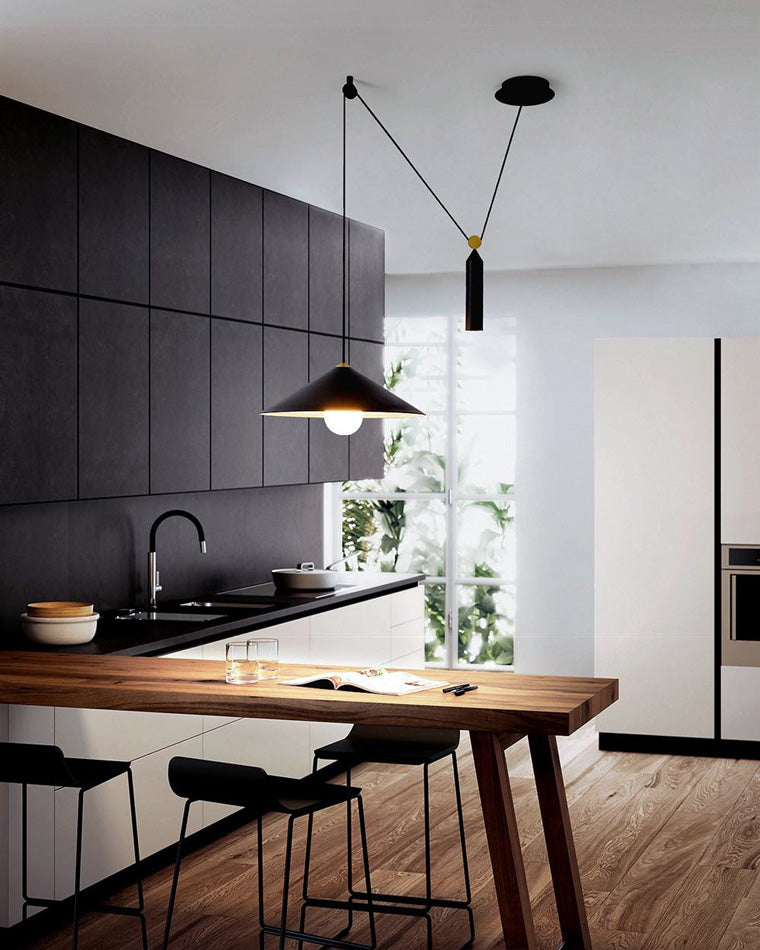 OlveraiCone Counterweight Pulley Swag Pendant Lamp