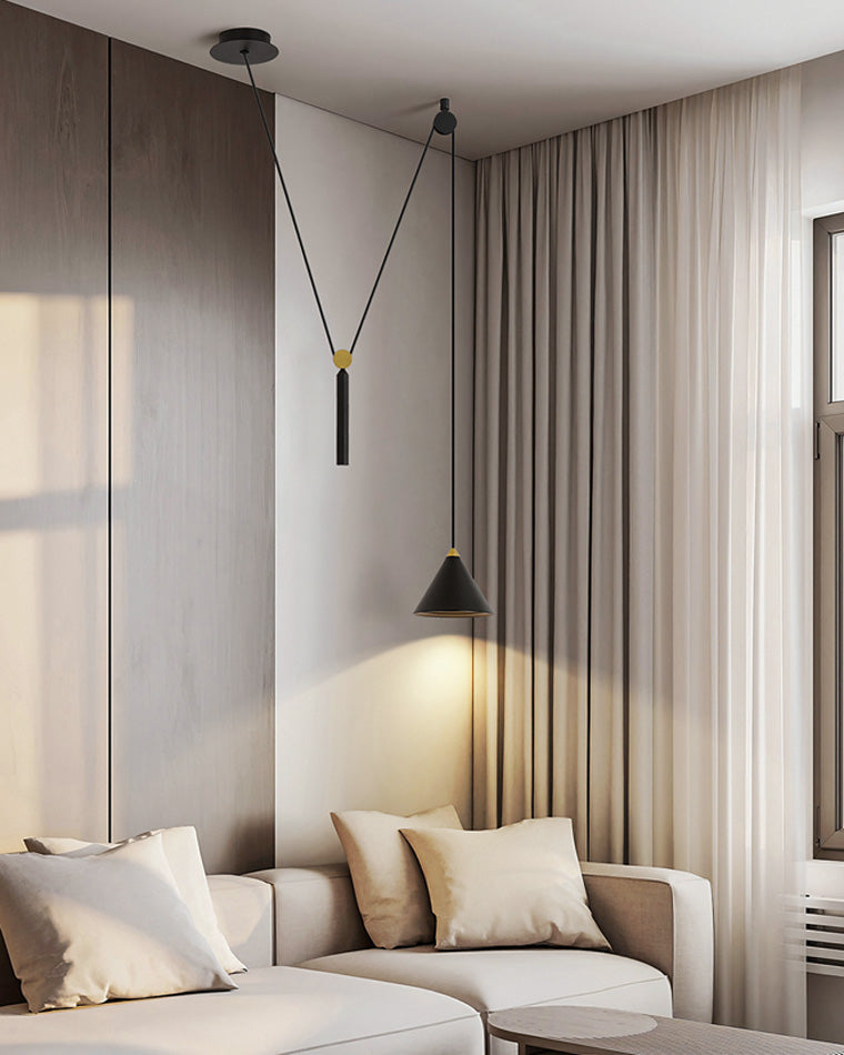 OlveraiCone Counterweight Pulley Swag Pendant Lamp