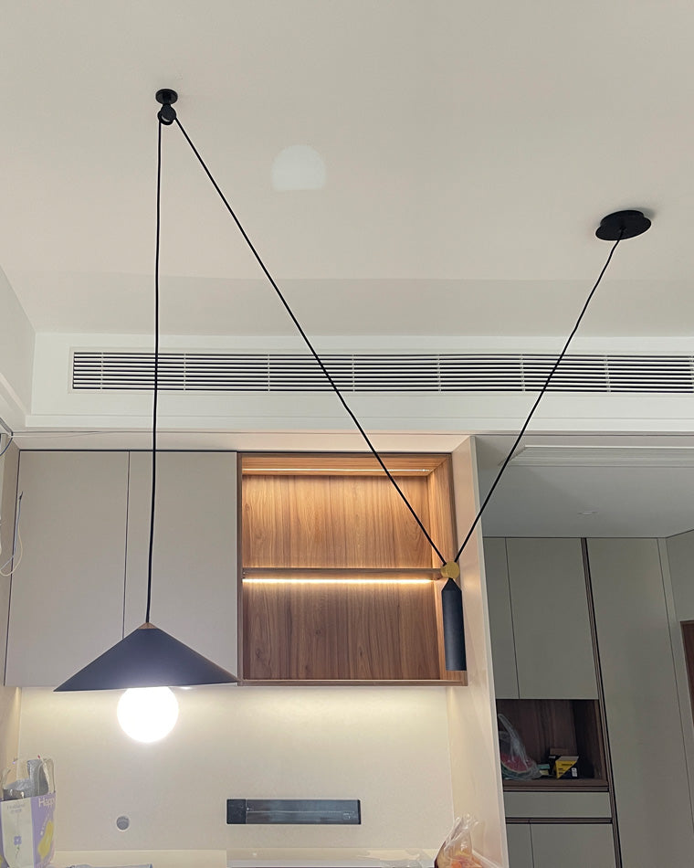 OlveraiCone Counterweight Pulley Swag Pendant Lamp
