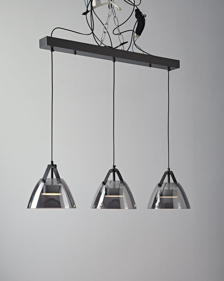 Olverai 3 Light Smoked Glass Pendant Light