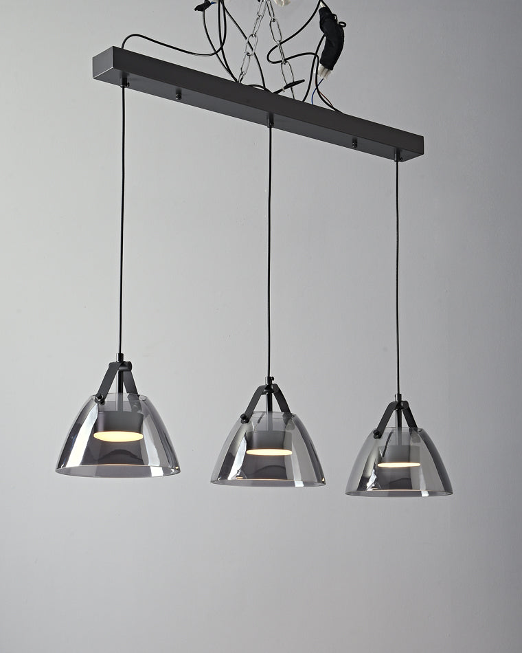 Olverai 3 Light Smoked Glass Pendant Light
