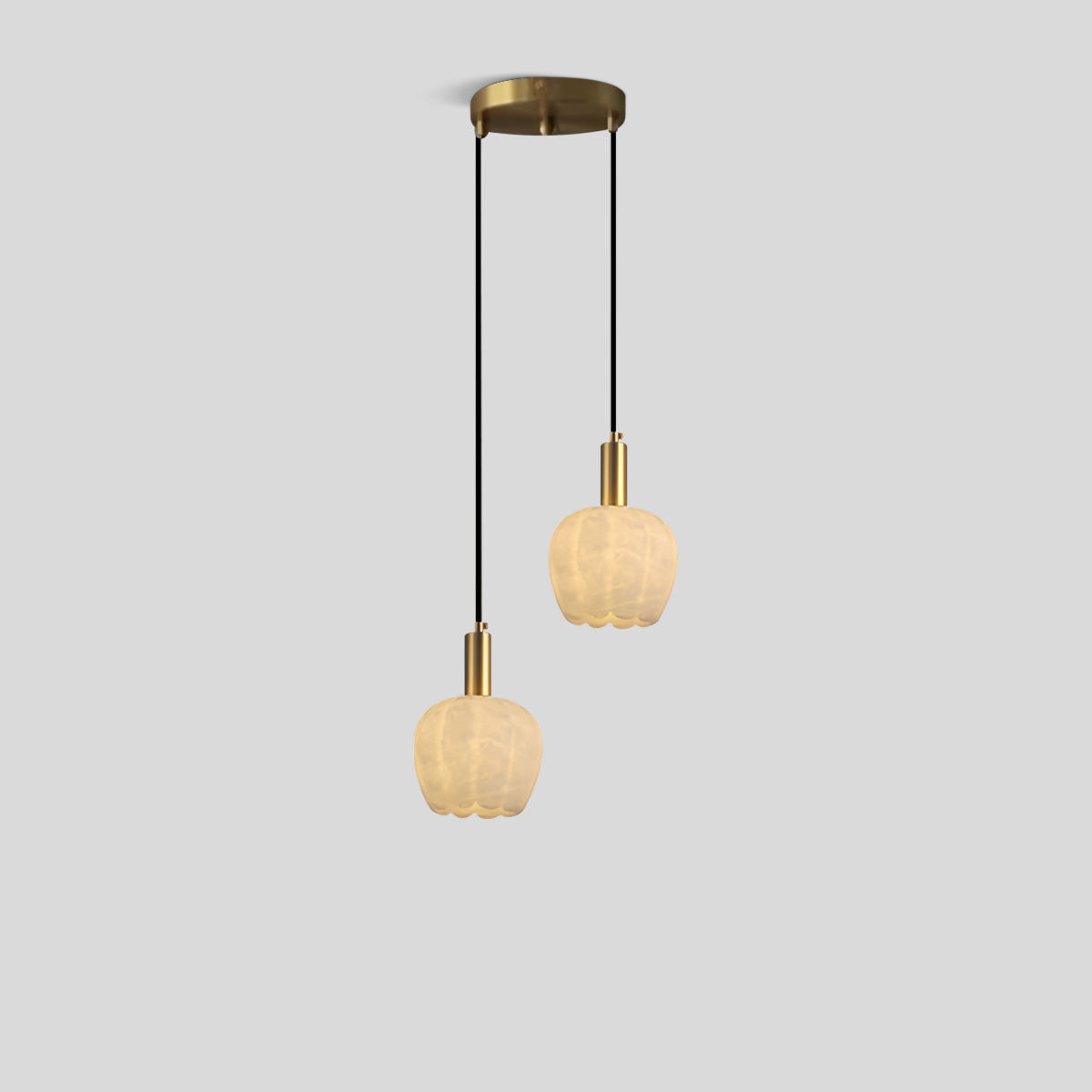 Flower Bud Shaped Spanish Alabaster Pendant Light 2 Head