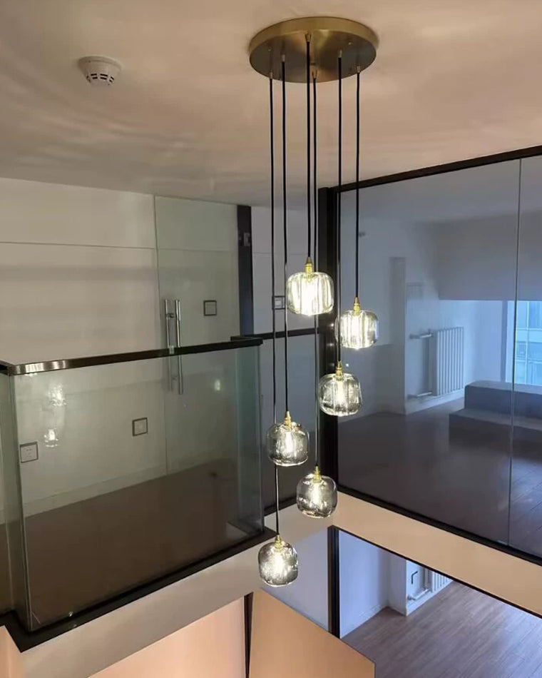 Olverai Colored Glass Multi Pendant Chandelier