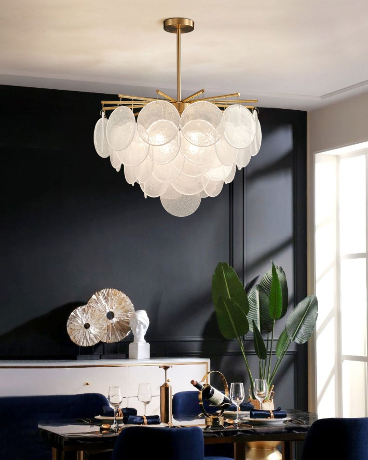 Olverai Tiered Textured Glass Cloud Chandelier