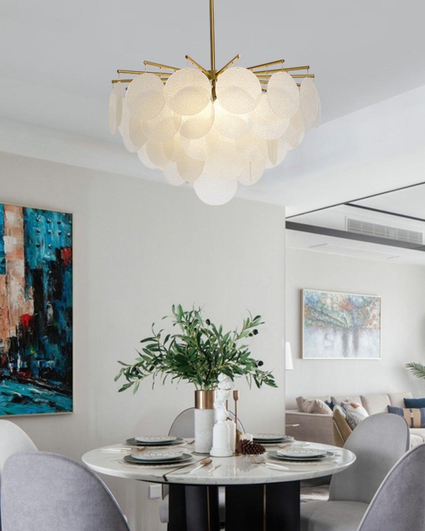 Olverai Tiered Textured Glass Cloud Chandelier