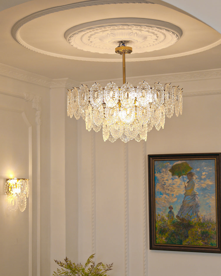Olverai Tiered Textured Glass Chandelier
