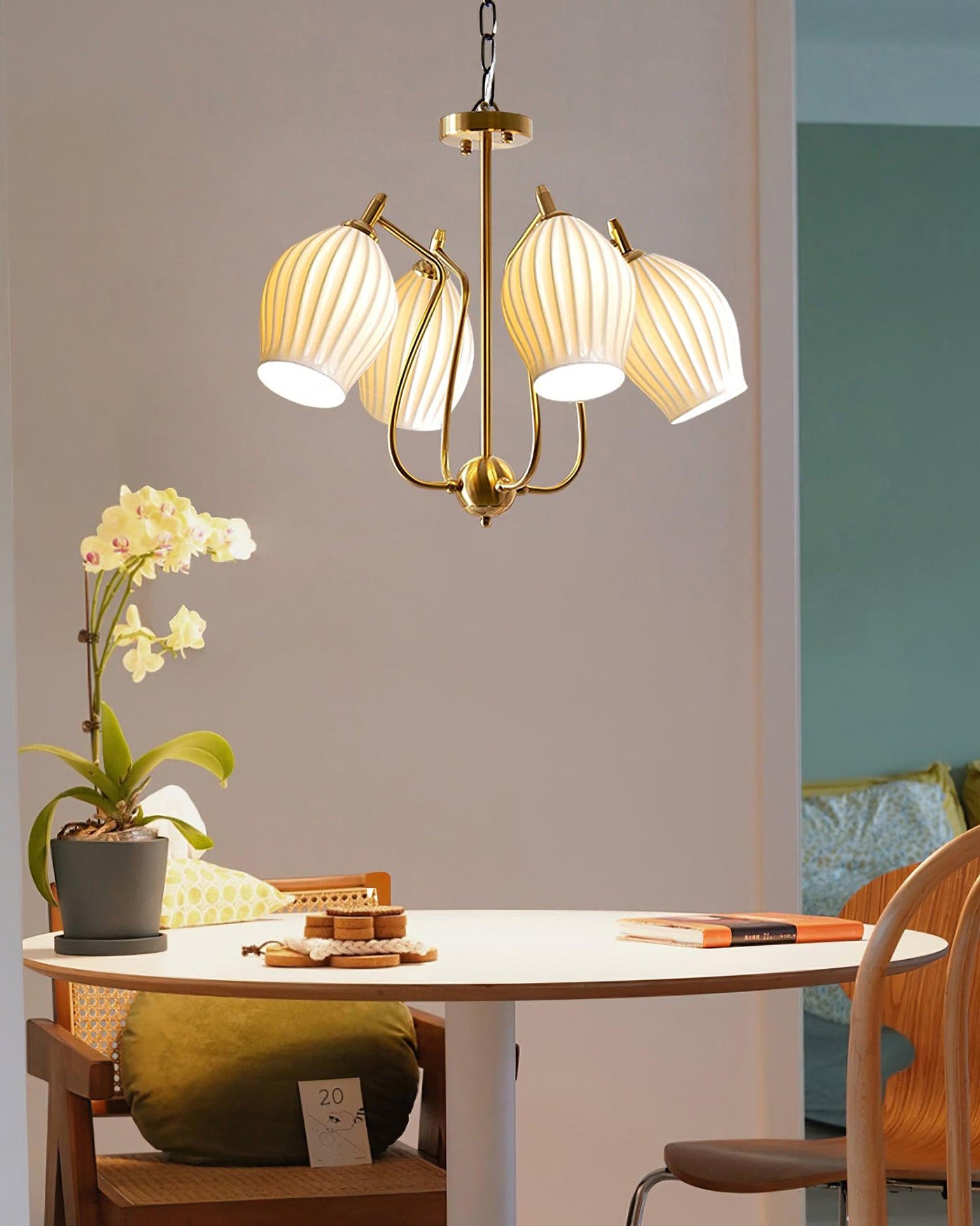Olverai Mid Century Modern Ceramic Arm Chandelier