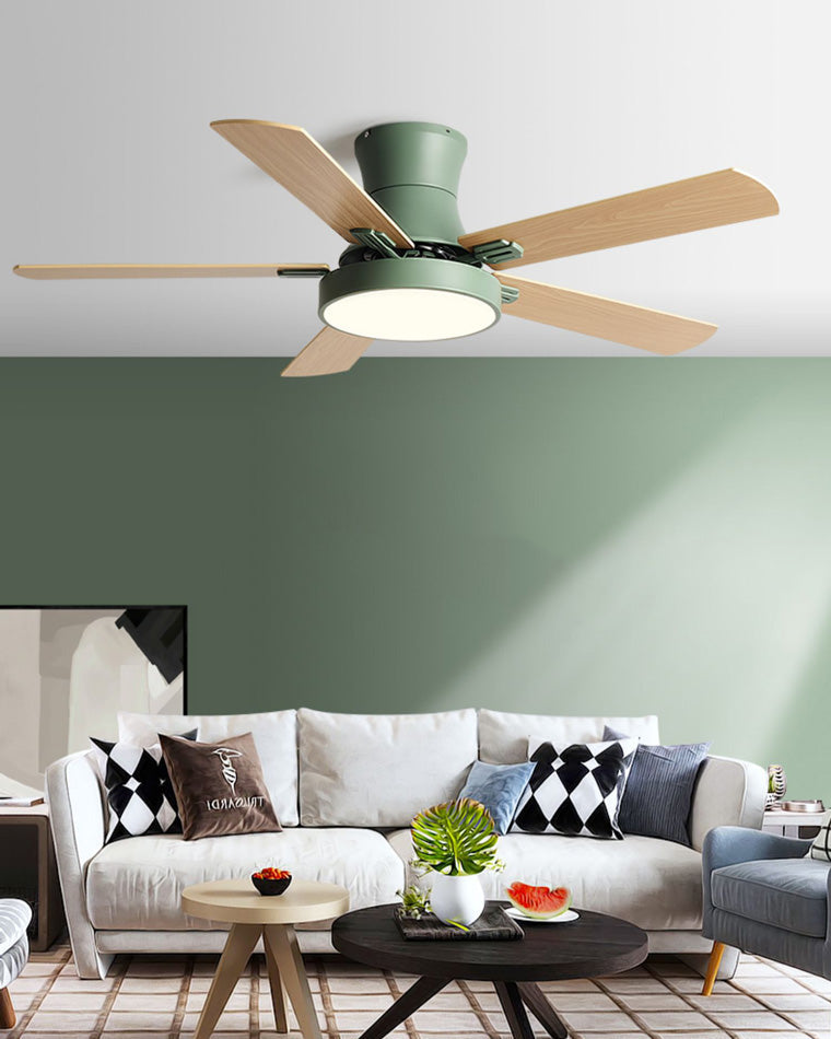 Olverai Low Profile Wood Ceiling Fan Lamp