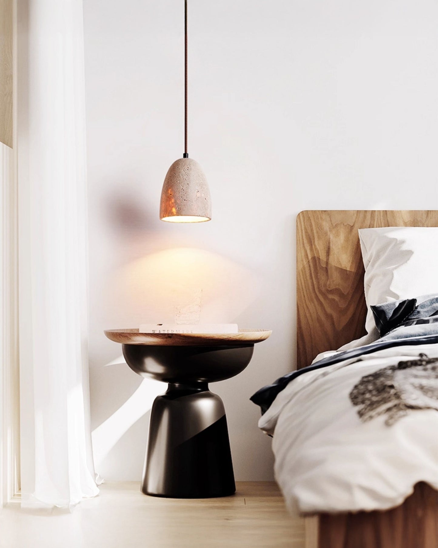 Olver Dome Travertine Pendant Light-WM3098