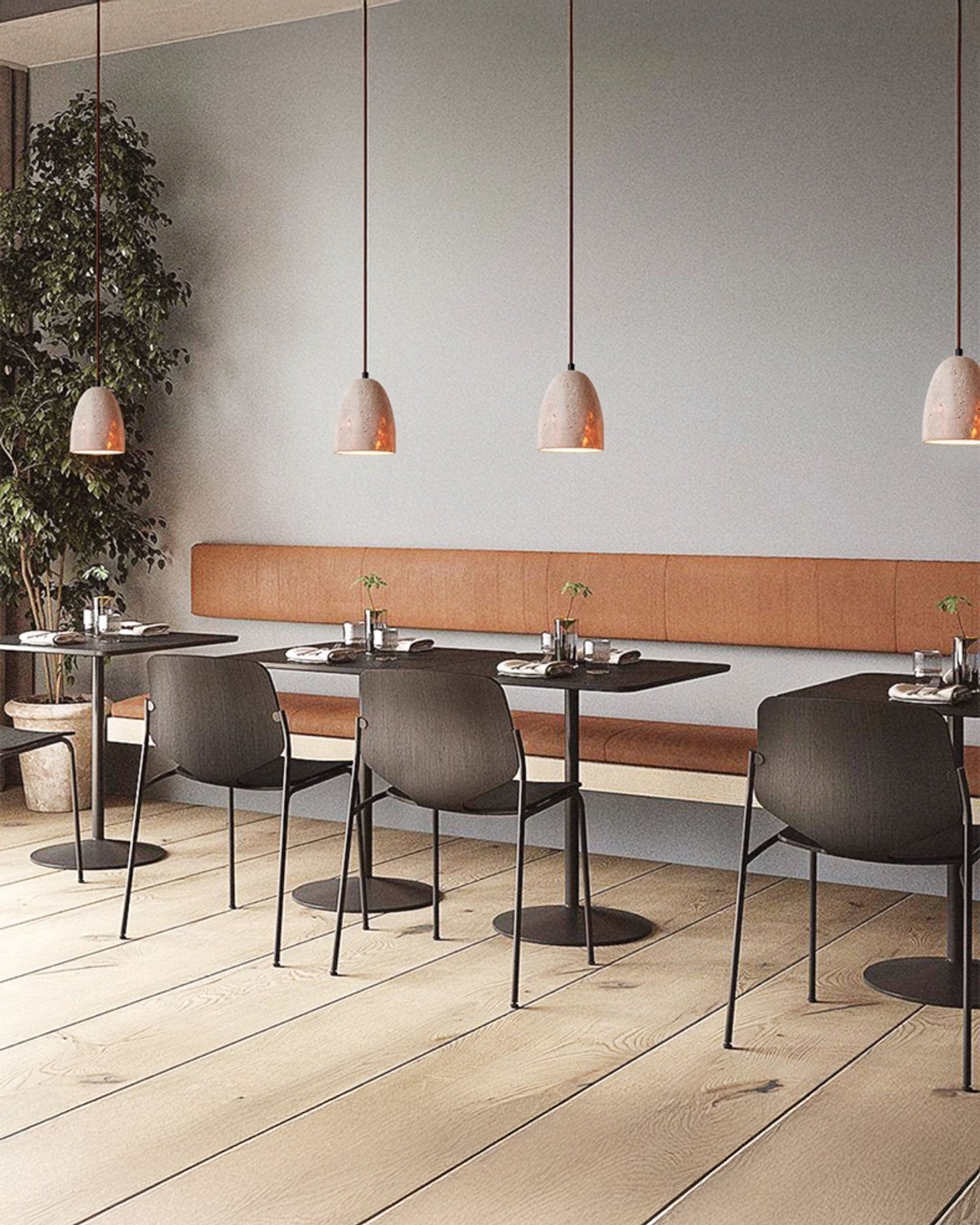 Olver Dome Travertine Pendant Light-WM3098