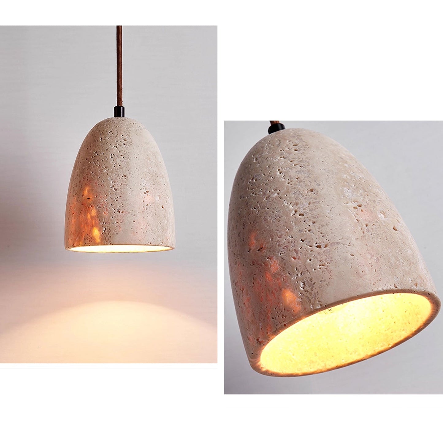 Olver Dome Travertine Pendant Light-WM3098