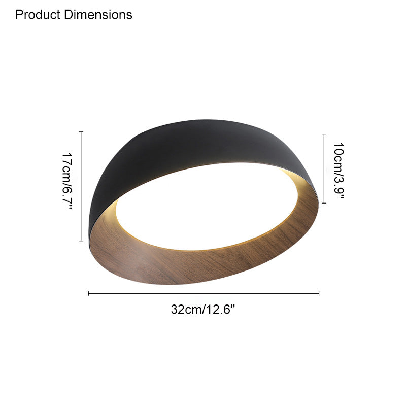 Olverai Wood Grain Asymmetrical Flush Mount Ceiling Light