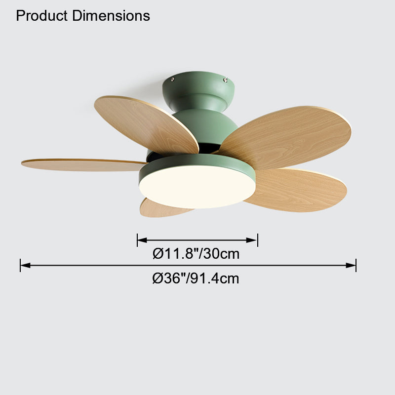 Olverai 36" Scandi Wood Ceiling Fan Lamp