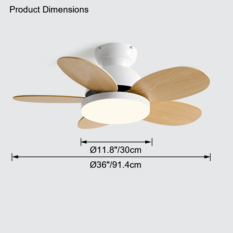 Olverai 36" Scandi Wood Ceiling Fan Lamp