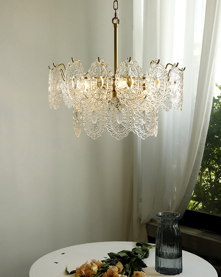 Olverai Tiered Textured Glass Chandelier