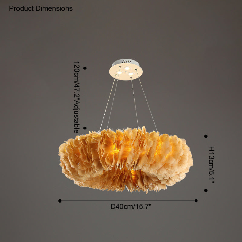 Olverai Feather Round Pendant Light