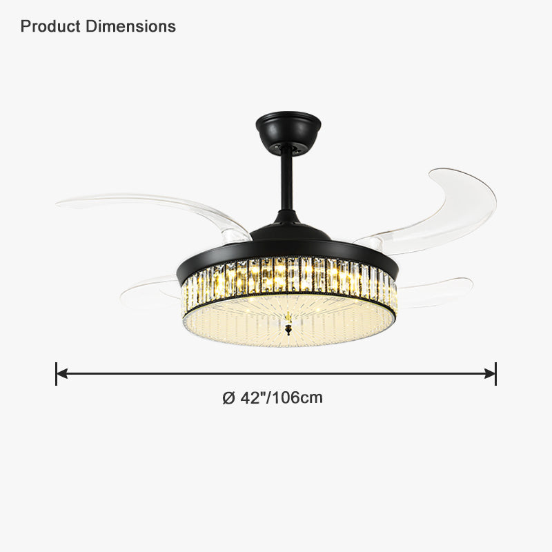 Olverai Crystal Retractable Ceiling Fan Chandelier