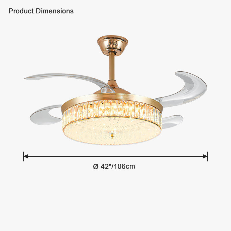 Olverai Crystal Retractable Ceiling Fan Chandelier