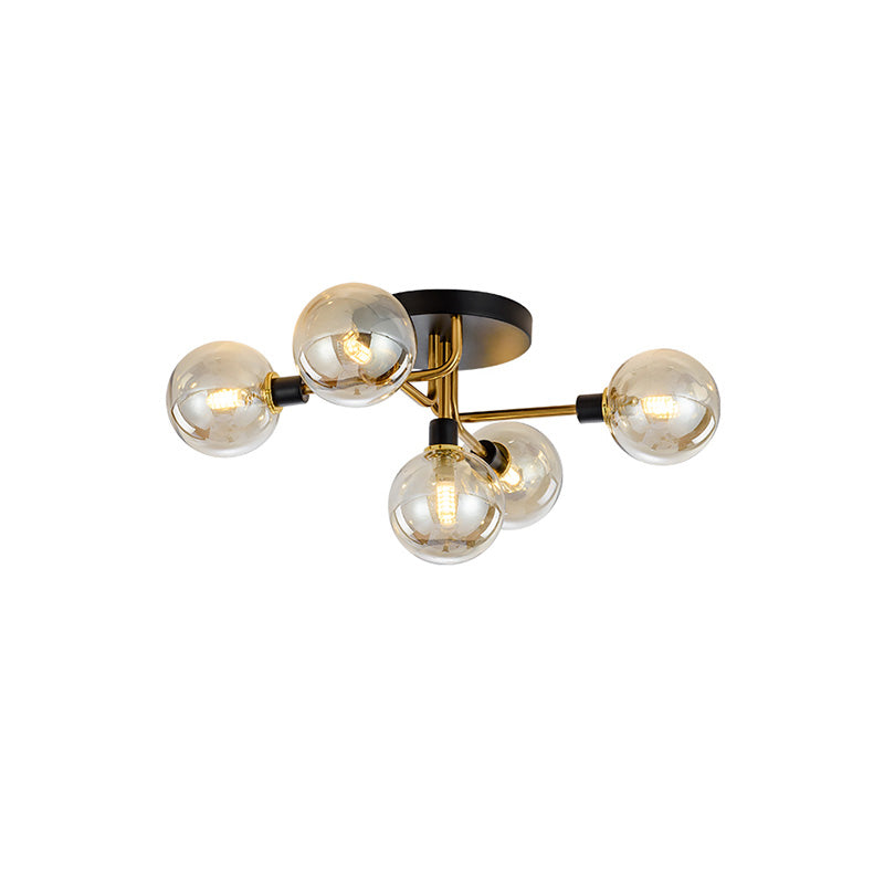 Olverai Ribbed Smoked/Green Glass Globe Ceiling Light