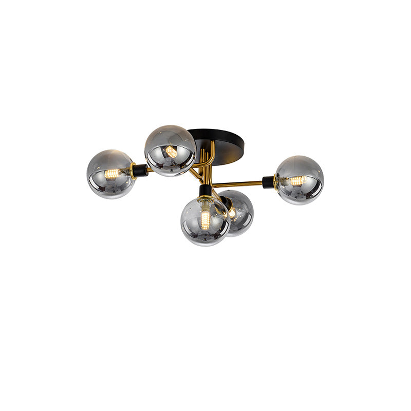 Olverai Ribbed Smoked/Green Glass Globe Ceiling Light