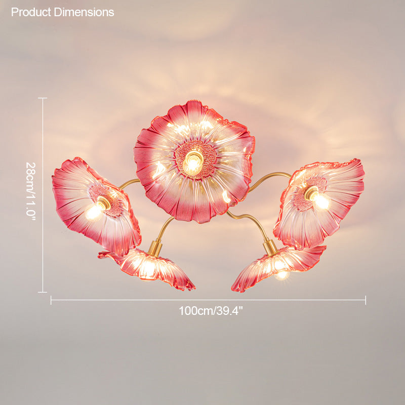 Olverai Lotus Leaf Flower Flush Mount Ceiling Light