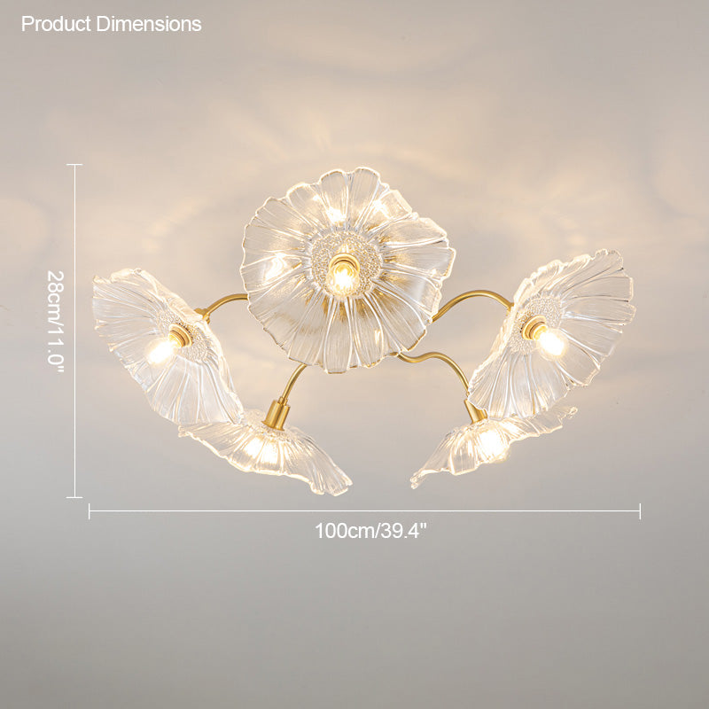 Olverai Lotus Leaf Flower Flush Mount Ceiling Light