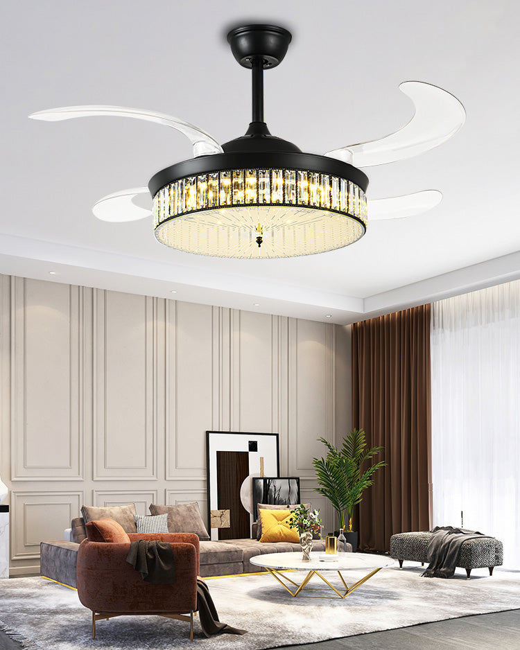 Olverai Crystal Retractable Ceiling Fan Chandelier