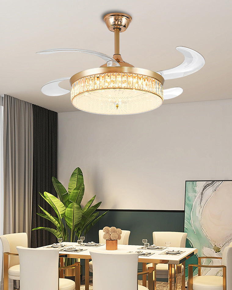 Olverai Crystal Retractable Ceiling Fan Chandelier