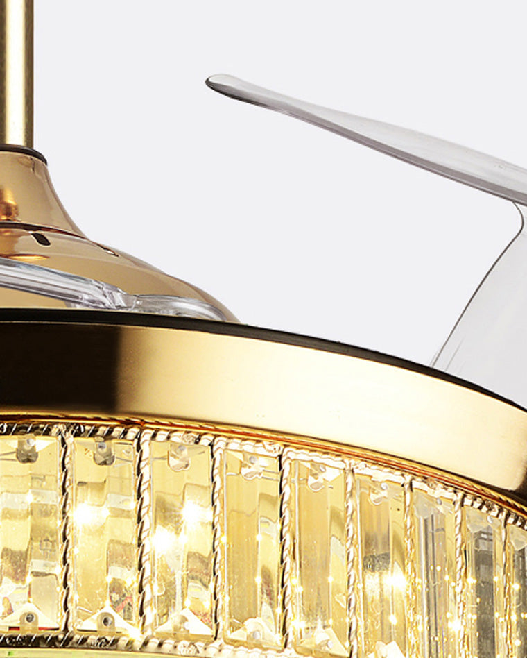 Olverai Crystal Retractable Ceiling Fan Chandelier