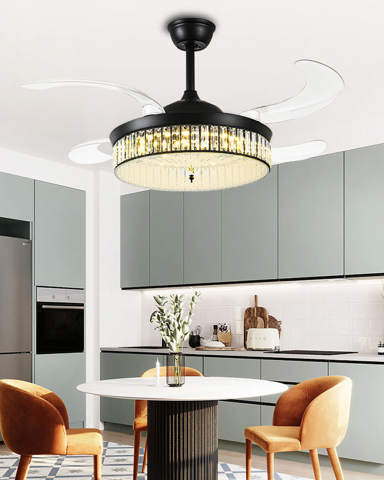 Olverai Crystal Retractable Ceiling Fan Chandelier