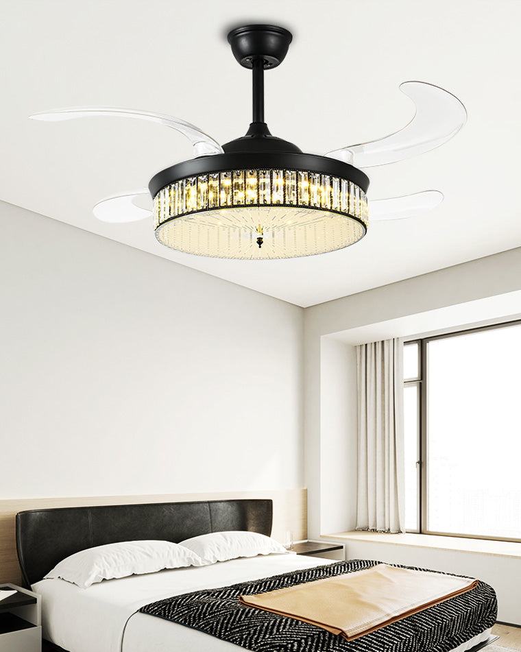 Olverai Crystal Retractable Ceiling Fan Chandelier