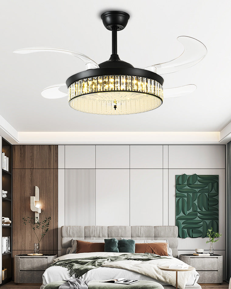 Olverai Crystal Retractable Ceiling Fan Chandelier