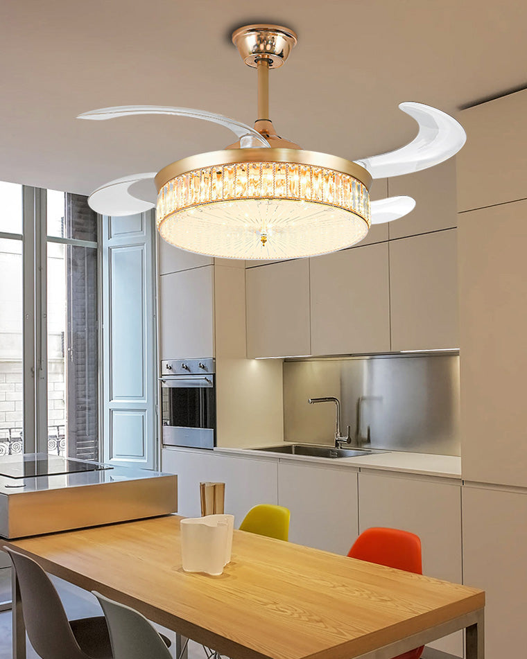 Olverai Crystal Retractable Ceiling Fan Chandelier