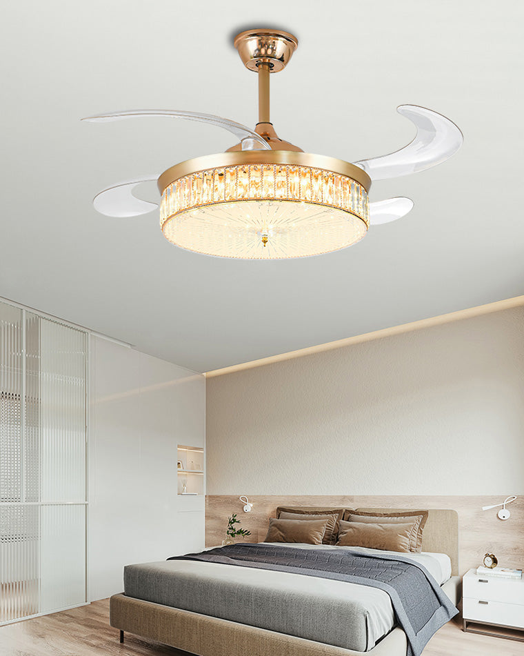 Olverai Crystal Retractable Ceiling Fan Chandelier