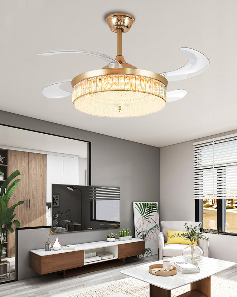 Olverai Crystal Retractable Ceiling Fan Chandelier