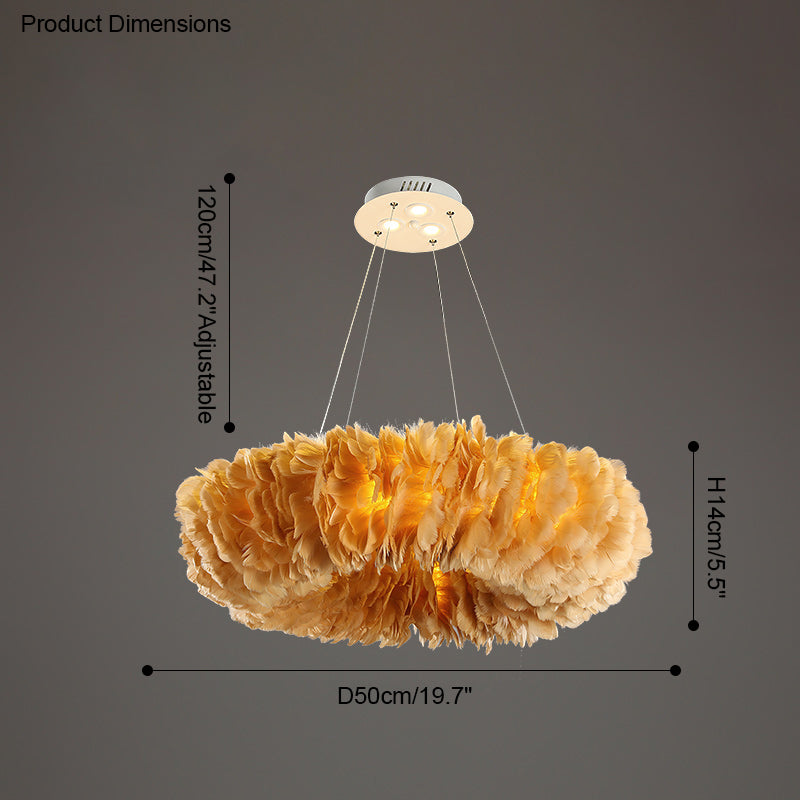 Olverai Feather Round Pendant Light