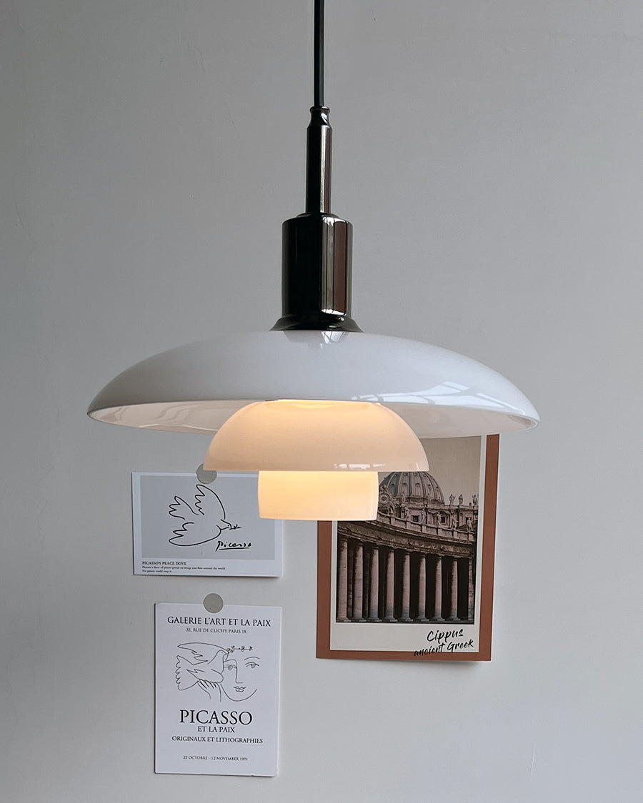 Olverai Danish Designer Milk Glass Pendant Lamp