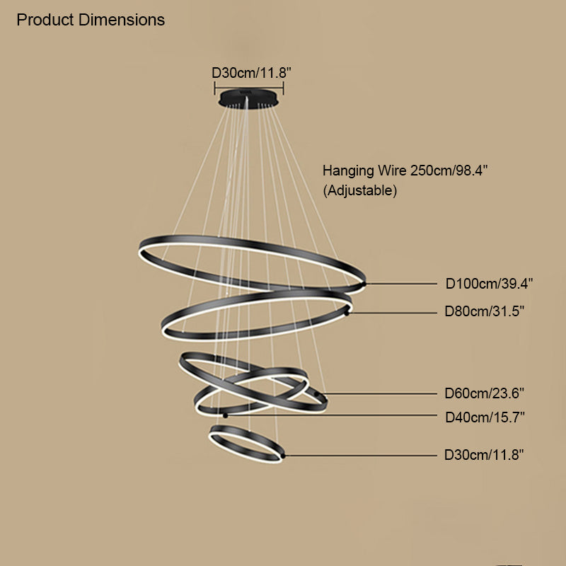 Olverai Tiered Ring LED Chandelier