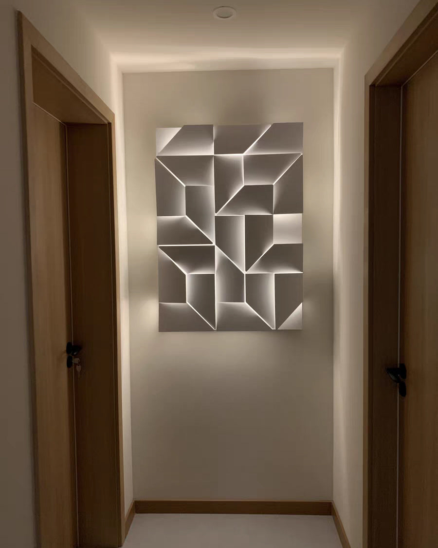 Olverai Rectangular Sculptural Art Wall Sconce
