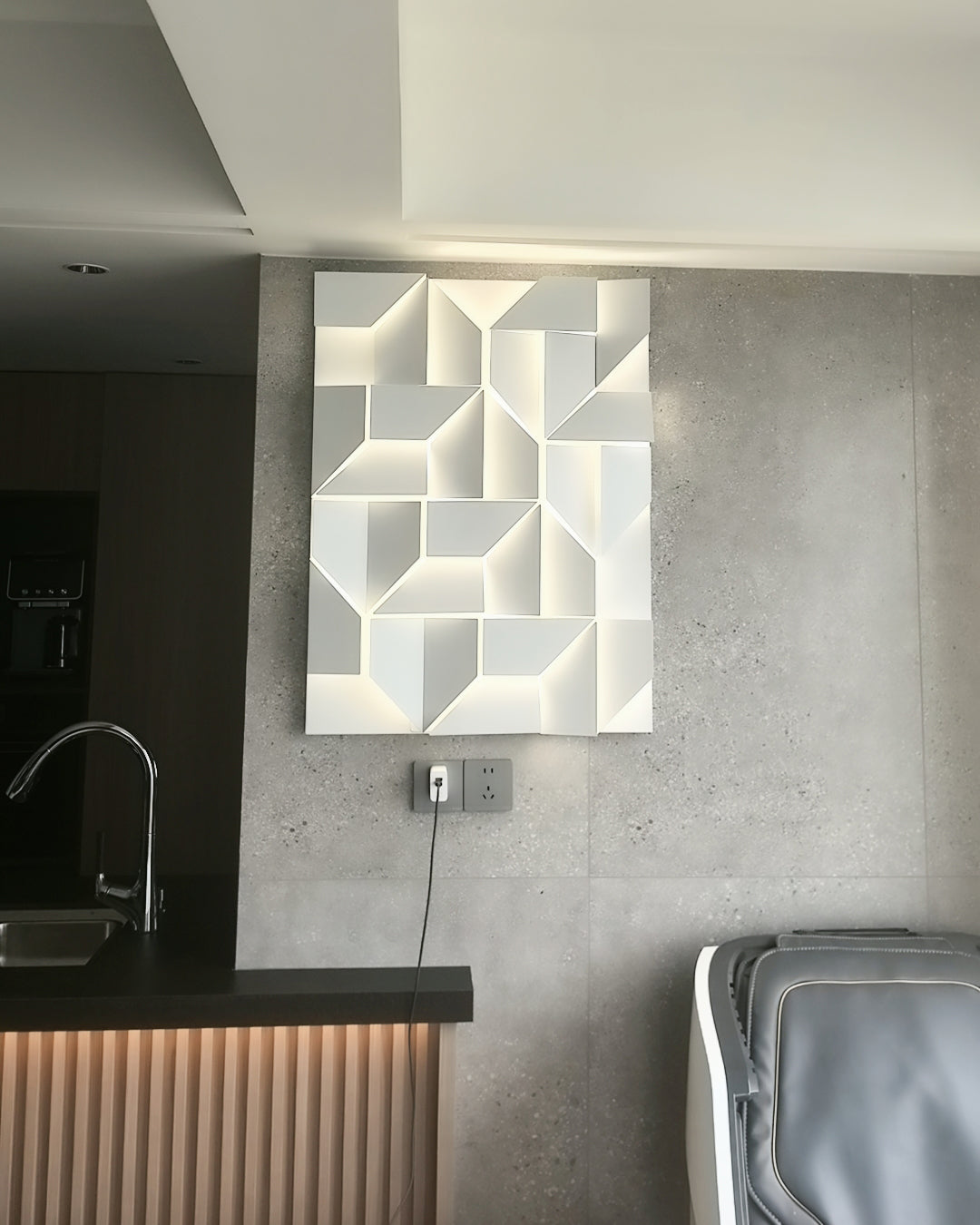 Olverai Rectangular Sculptural Art Wall Sconce