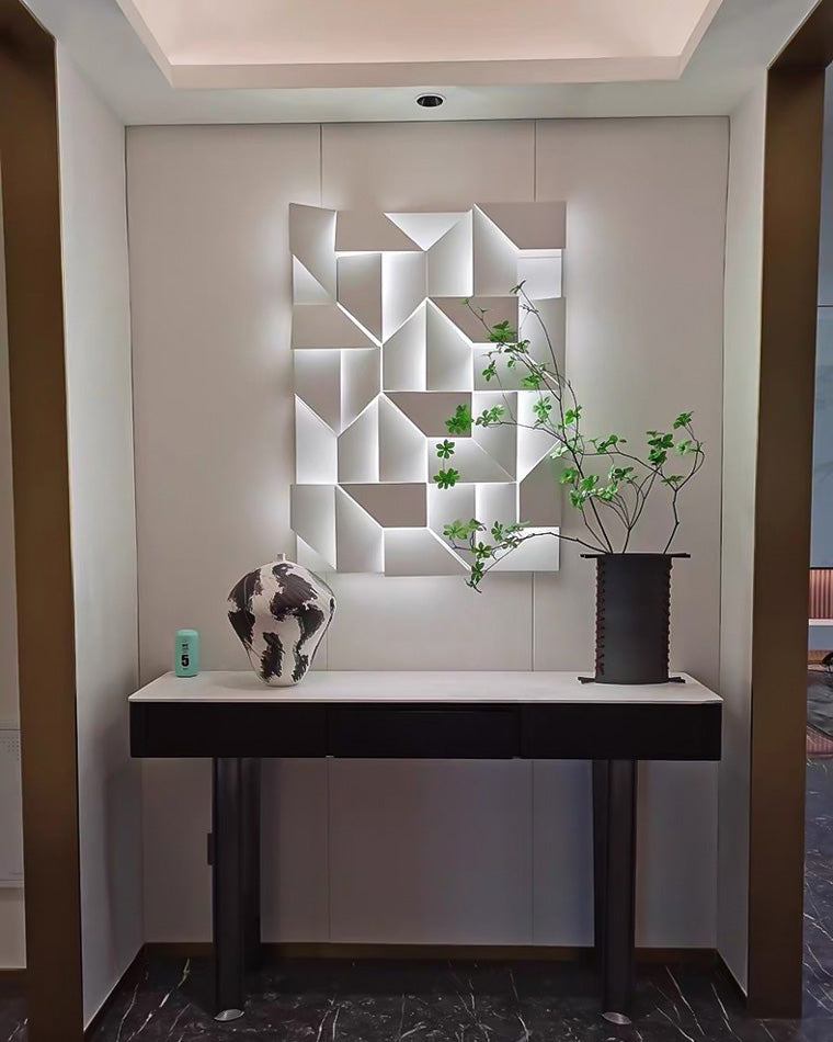 Olverai Rectangular Sculptural Art Wall Sconce